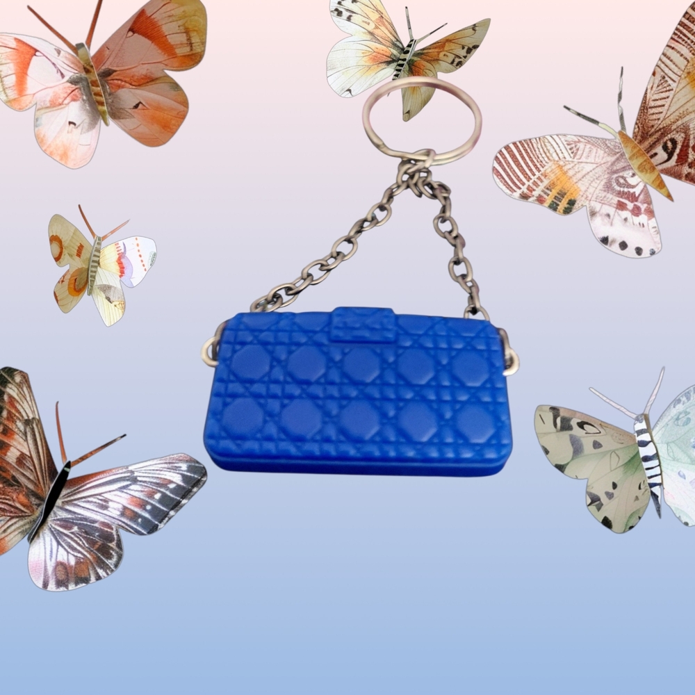 Vibrant Blue Mini Bag Keychain - Picture 2 of 2